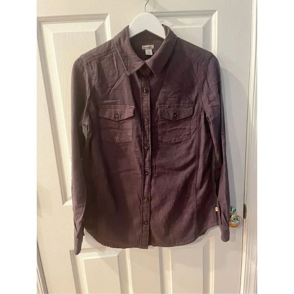 Carhartt Purple Heavy Flannel Button Down Shirt sz S (4/5)